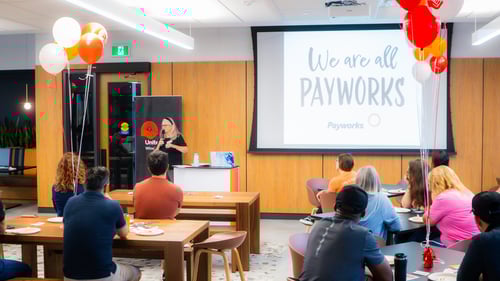 7.	A former Payworks staff addressing the team assembled in our Head Office lunchroom.