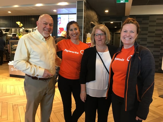 Two Payworks staff with two McDonalds staff members.