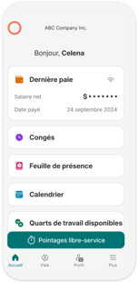 Une capture d’écran de l’application Libre-service de Payworks.