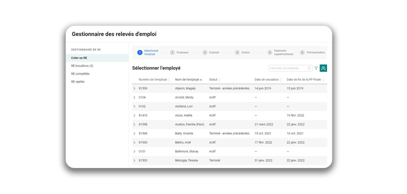Capture d’écran des erreurs signalées dans le Gestionnaire de RE de Payworks. 