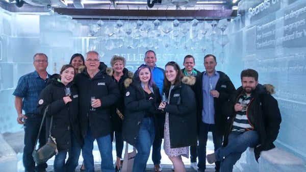 11 Payworks staff in an ice wine cellar. 