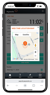 Web Time and Web Time with GPS locations on a mobile phone. 