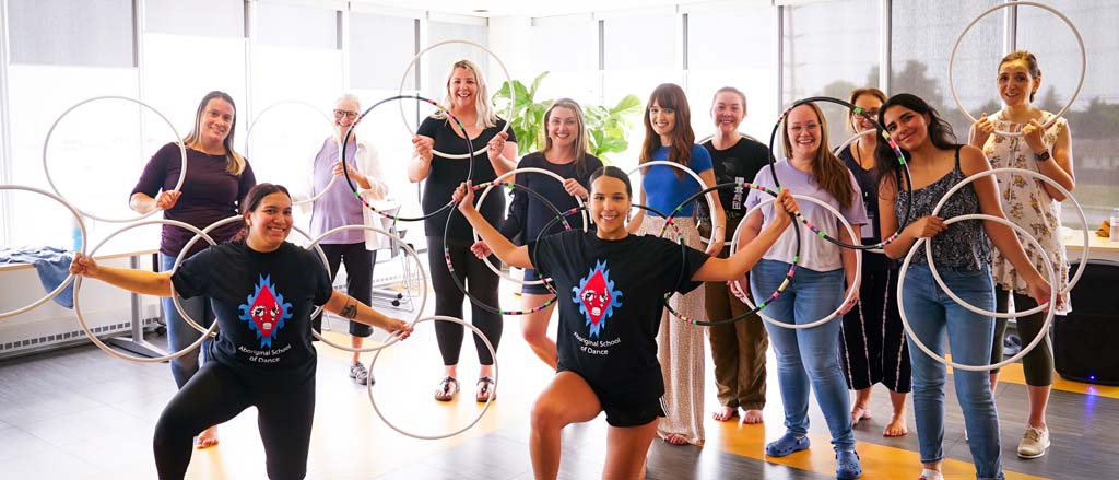 Text reads, “Hoop Dancing Workshop with the Aboriginal School of Dance”.  