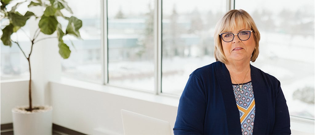 Text reads, “Paywork Co-Founder Barb Gamey inducted into the Manitoba Business Hall of Fame”.   