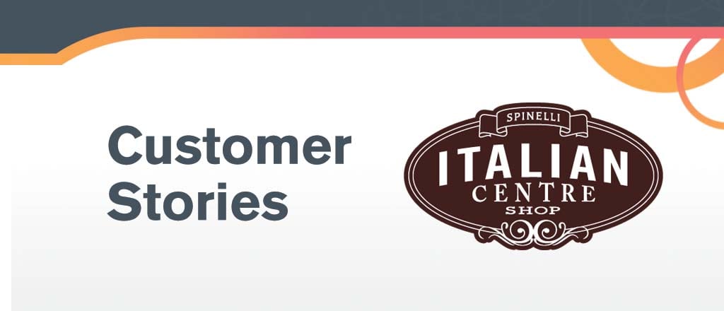 Italian Centre Shop’s logo accompanied by text that reads, “Customer Stories”.  